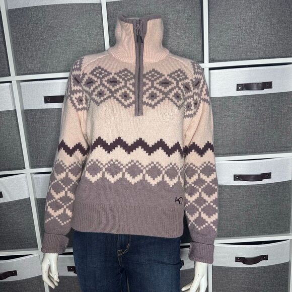 Kari Traa Agnes Knit 1/4 Zip Wool Blend Sweater Size Medium - Picture 2 of 12